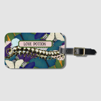 Botanical Floral Skull Spine Design Luggage Tag