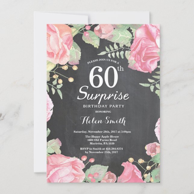 Botanical Floral Surprise 60th Birthday Invitation (Front)