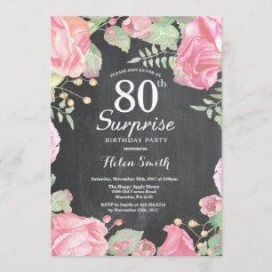 Botanical Floral Surprise 80th Birthday Invitation