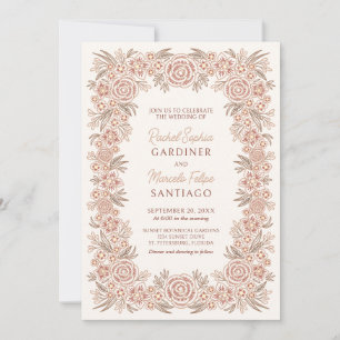 Botanical Floral Terracotta Wedding Invitation
