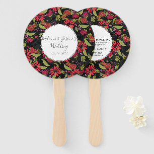 Botanical Floral Tulip Rose Greenery Wedding Hand Fan