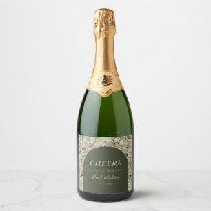 Botanical Floral Vintage Nature Garden Arch Cheers Sparkling Wine Label