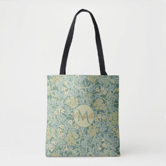 Botanical Floral Vintage Teal and Green Tote Bag