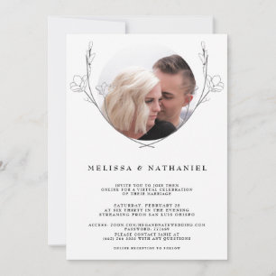 Botanical Floral Virtual Wedding Photo Invitation