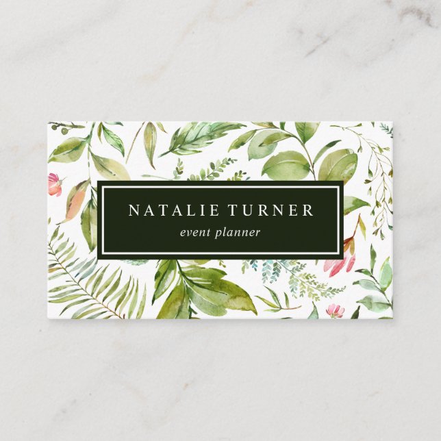 Botanical Floral Watercolor Business Card (Front)