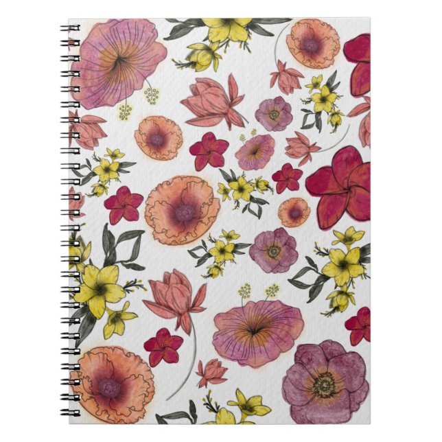 Botanical Floral Watercolor Pattern 1.0 Notebook (Front)