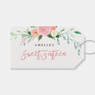 Botanical Floral Watercolor Sweet 16 Tags