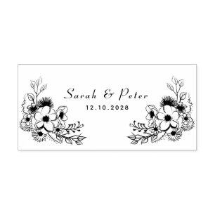 Botanical Floral Wedding Monogram Self-inking Stamp