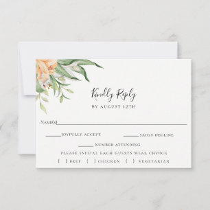 Botanical Floral Wedding RSVP Meal Choice Card