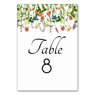 Botanical Floral   Wedding Table Number