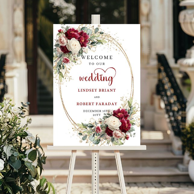 Botanical Floral Wedding Welcome Sign with Names (Botanical Floral Wedding Welcome Sign with Names)