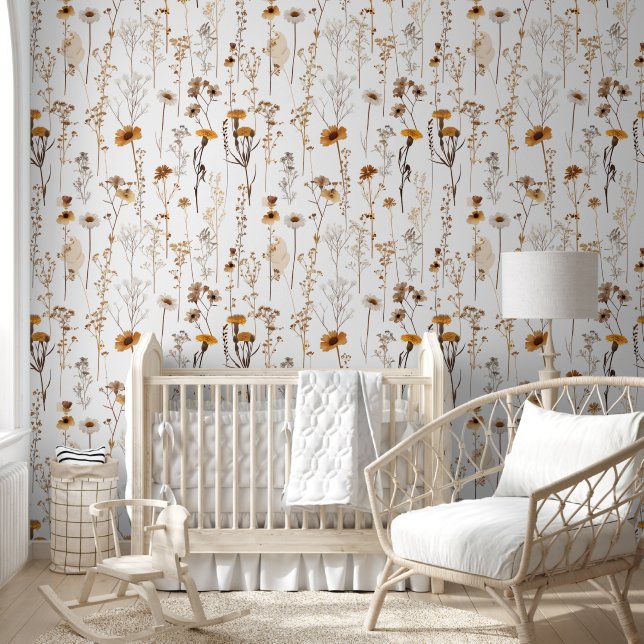 Botanical Floral wildflowers bloom with leaves Wallpaper (Kids)