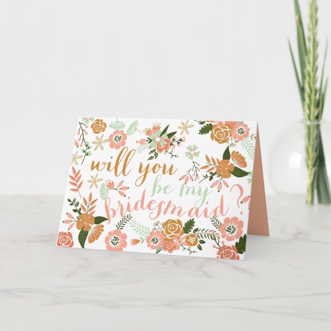 Botanical Floral Will You Be My Bridesmaid Invitation (Front)