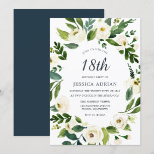 Botanical Floral Wreath 18th Birthday Party Invite