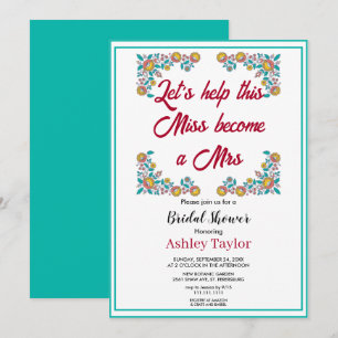Botanical floral wreath boho blossom Bridal Shower Invitation