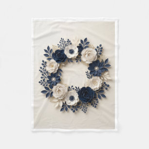 Botanical Floral Wreath Elegant Nature Fleece Blan Blanket
