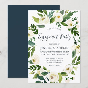 Botanical Floral Wreath Engagement Party Invite