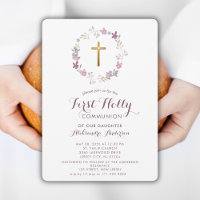 Botanical Floral  Wreath First Holly Communion