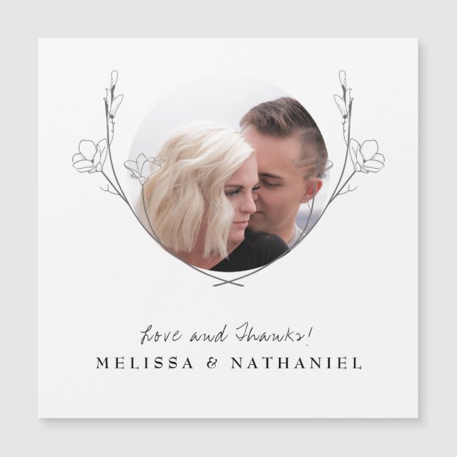 Botanical Floral Wreath Photo Thank You Wedding (Front)