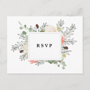botanical florals rsvp postcard wedding