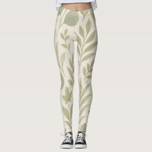 Botanical Flow Seamless Pattern Luxury Yoga Leggings