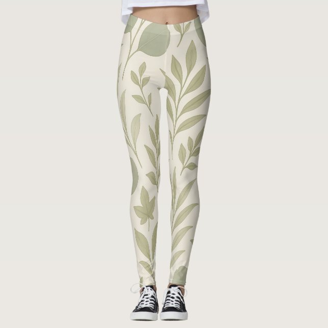 Botanical Flow Seamless Pattern | Luxury Yoga  Leggings (Front)