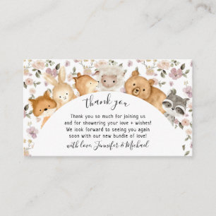 Botanical Flower Forest Baby Animals Thank You Enclosure Card
