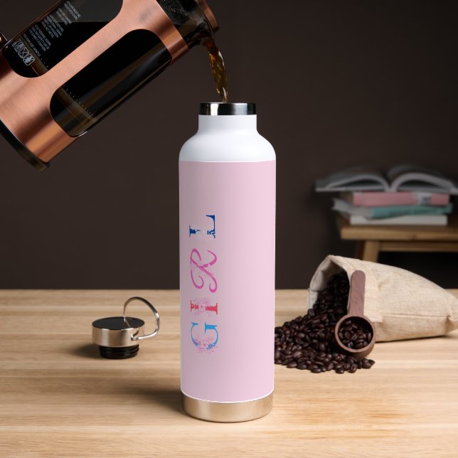Botanical Flower Girly  Water Bottle (Coffee)