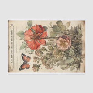 Botanical Flower Illustrations on Parchment No. 3 Tissue Paper
