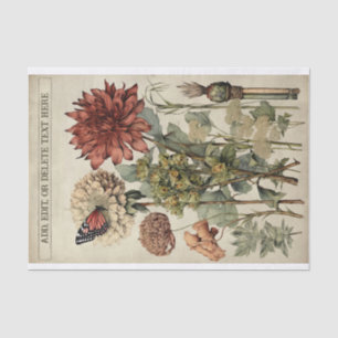 Botanical Flower Illustrations on Parchment No. 5 Tissue Paper