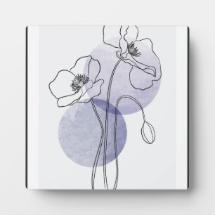 Botanical flower line art with triangle and circle plaque