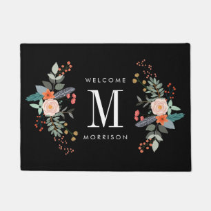 Botanical Flower Monogram Doormat
