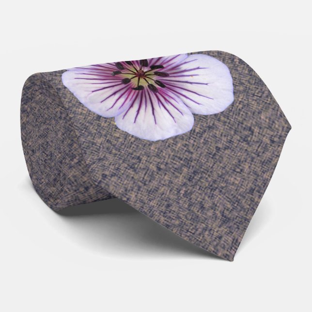 Botanical Flower Pale Blue Geranium Photo Tie (Rolled)