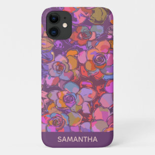 Botanical Flower Purple Floral Art Personalised iPhone 11 Case