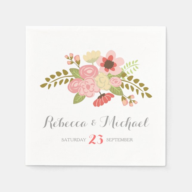 Botanical Flower Reception Napkin (Front)