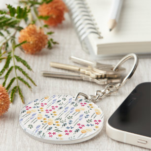 Botanical Flower Spring Floral Acrylic Key Ring