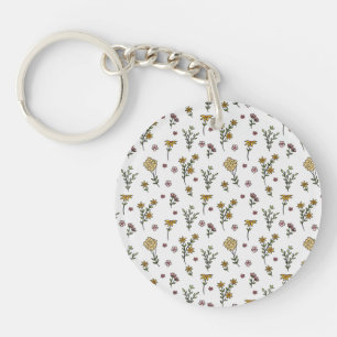 Botanical Flower Spring Floral Acrylic Key Ring