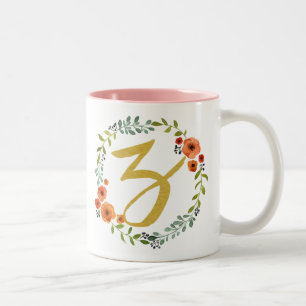 Botanical Flower Wreath Gold Monogram Initial Z Two-Tone Coffee Mug