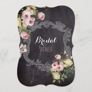 botanical flowers Chalkboard bridal tea party Invitation