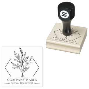 Botanical Flowers Custom Company Name Rubber Stamp