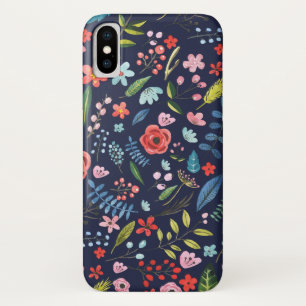 Botanical Flowers & Leafs Colourful Pattern iPhone X Case