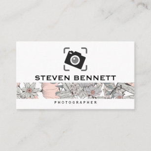 Botanical Flowers   Photography Camera Icon Business Card