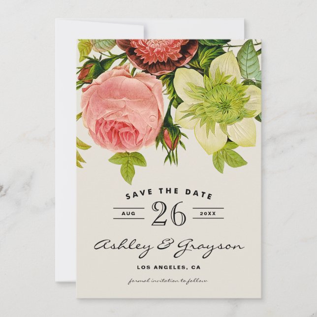 Botanical Flowers Save the Date Announcement II (Front)