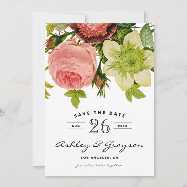 Botanical Flowers Save the Date Announcement III (Front)