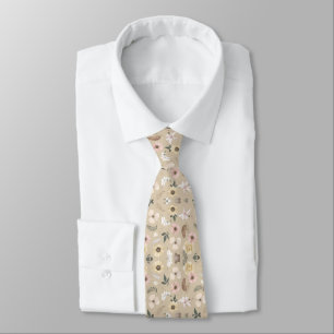 Botanical Flowers Seamless Pattern neck tie