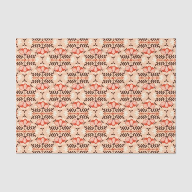 Botanical Flowers Spring Blossom Coral Tissue Paper (Front)
