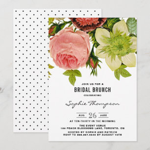 Botanical Flowers Vintage Bridal Brunch Invitation
