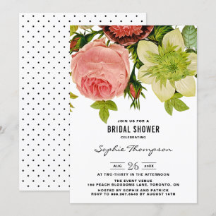 Botanical Flowers Vintage Bridal Shower Invitation