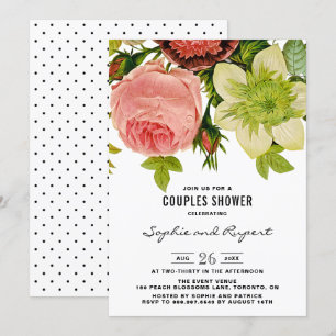 Botanical Flowers Vintage Couples Shower Invitation