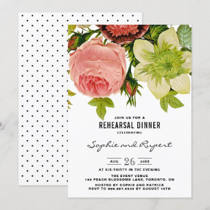 Botanical Flowers Vintage Engagement Party Invitation